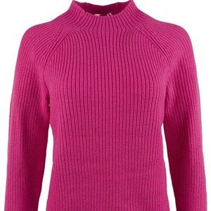 Ralph Lauren Mock Neck Merino Wool Long Sleeve Fuchsia Purple Pink Knit Sweater